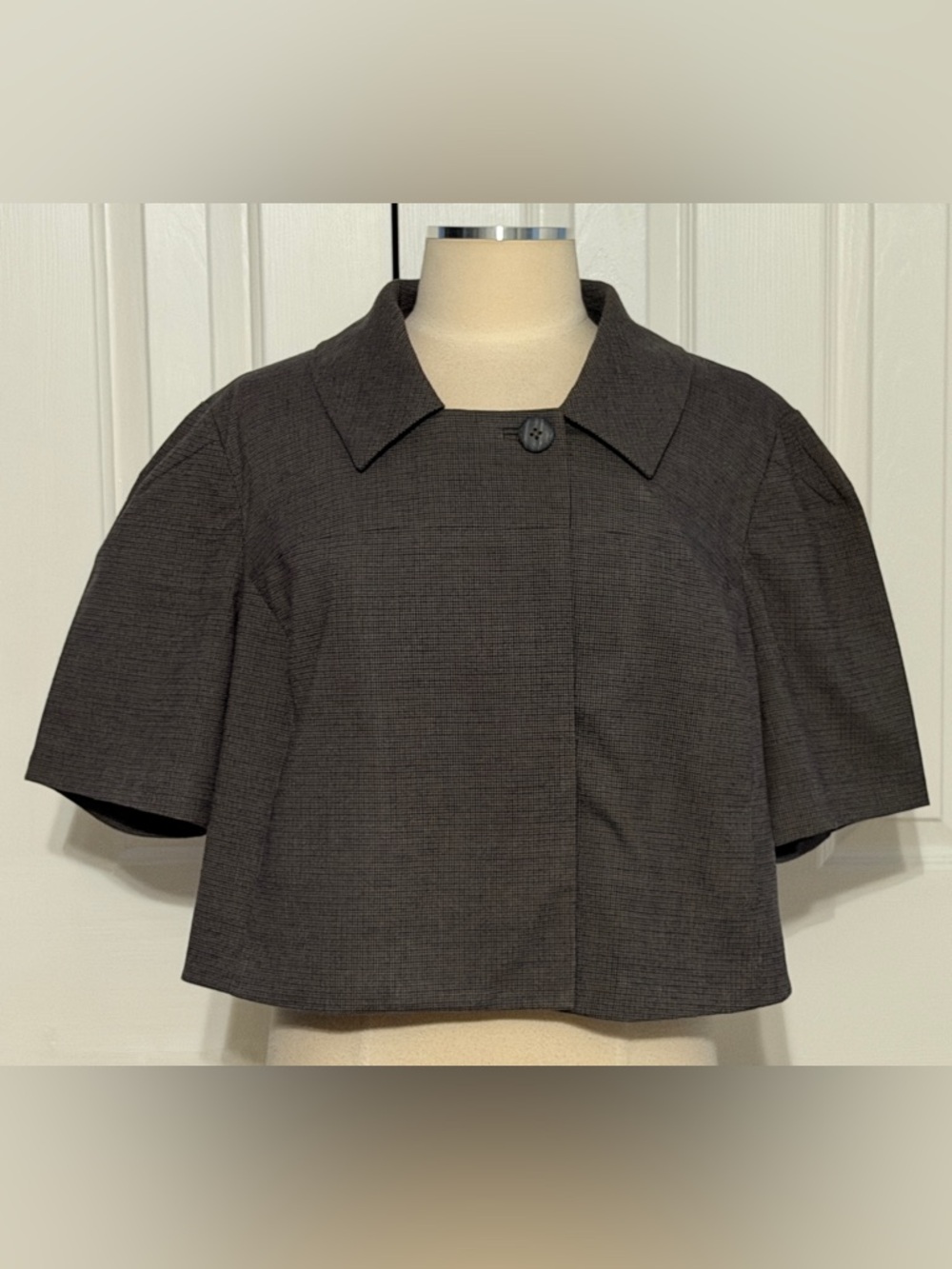 Mossimo Gray Brown Check Cape Jacket Size 20W 22W Fully Lined Plus Size